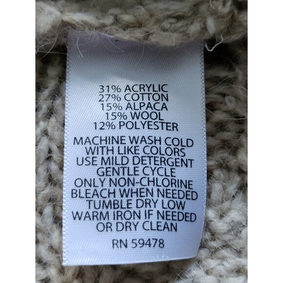 Kaisely Womens Wool Alpaca Blend Sweater Beige Cowl Neck Drop-Shoulder Size M - Picture 6 of 6